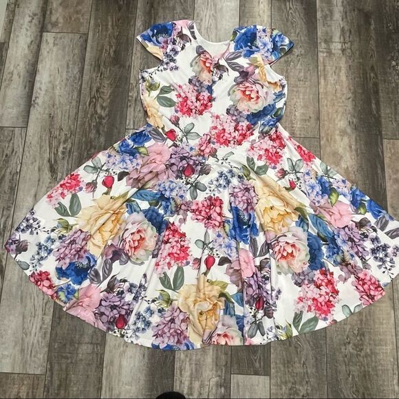 Marc Bouwer Unlimited Spring Floral Dress Cap Sleeve Colorful Size 2X - Picture 7 of 9